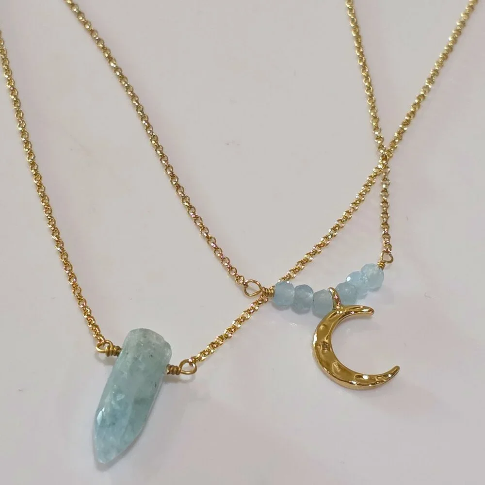 Luna Norte Amazonite Moon 14k Gold Plated Brass 18